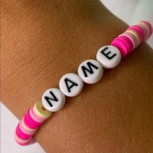 Custom Clay flat bead bracelet handmade